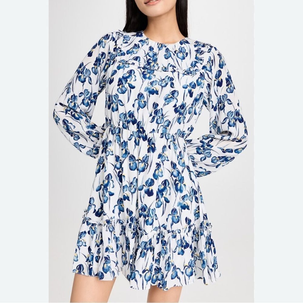 Jason Wu Women's Silk Floral Ruffle Mini Dress Size 8 Multicolor Party